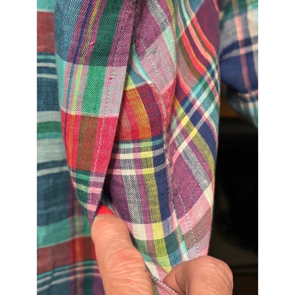 Polo Ralph Lauren Plaid Linen Shirt Dress Size 6 Multicolor Button Front - Picture 5 of 7